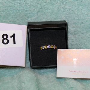 Diamonique Gold and White Ring Size 7